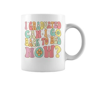 Groovy Retro Graduation I Graduated Can I Go Back To Bed Now Coffee Mug - Seseable