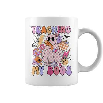 Groovy Teaching My Boos Disco Ball Ghost Halloween Teacher Coffee Mug - Thegiftio UK