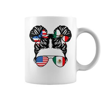Half American Half Mexican Girl Usa Mexico Flag Patriot Coffee Mug - Seseable
