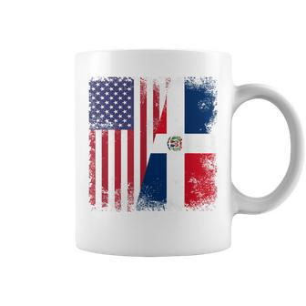 Half Dominican Flag Vintage Usa Coffee Mug | Mazezy