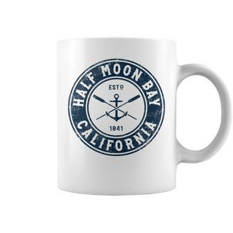 Half Moon Bay California Ca Vintage Boat Anchor & Oars Coffee Mug | Mazezy