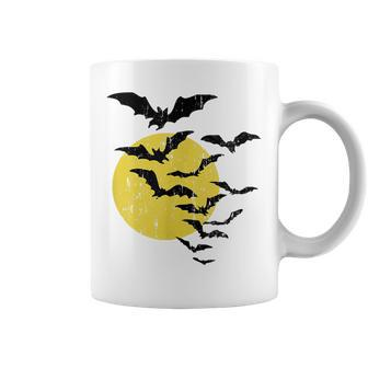 Halloween Bats Moon Retro Vintage Distressed Men Women Kids Moon Funny Gifts Coffee Mug | Mazezy