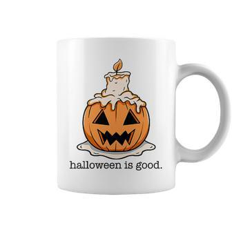 Halloween Is Good And Life Spooky Pumpkin Candle Halloween Coffee Mug - Monsterry AU