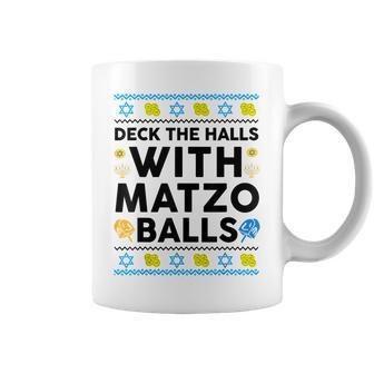 Hanukkah Deck Hall With Matzo Ball Ugly Sweater Jewish Coffee Mug - Thegiftio UK