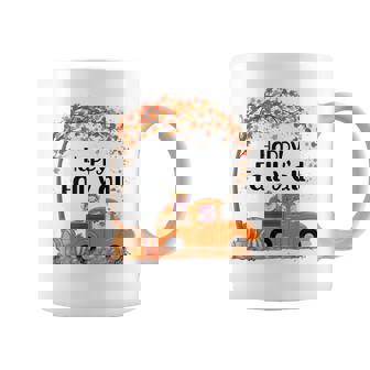 Happy Fall Y'all Autumn Leaves Cute Pigs And Truck Halloween Halloween Coffee Mug | Mazezy