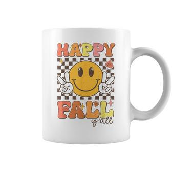 Happy Fall Y'all Retro Smile Face Thanksgiving Autumn Lovers Coffee Mug - Seseable