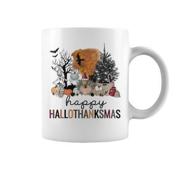 Happy Hallothanksmas Coffee Halloween Thanksgiving Christmas Coffee Mug | Mazezy