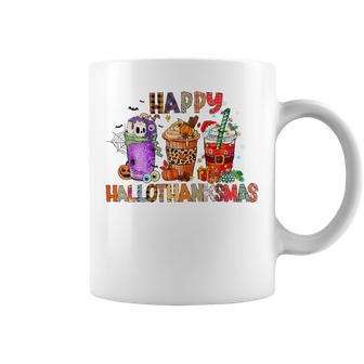 Happy Hallothanksmas Halloween Coffee Latte Thanksgiving Coffee Mug - Seseable