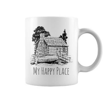 My Happy Place A Cabin In The Woods Coffee Mug | Mazezy