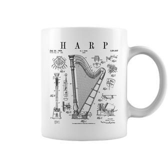 Harp Vintage Patent Harpist Drawing Print Coffee Mug | Mazezy