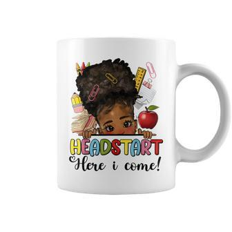 Headstart Here I Come Afro Girl Messy Bun Back To School Coffee Mug - Seseable