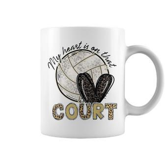 My Heart Is On That Court Volleyball Leopard Volleyball Mom Coffee Mug | Mazezy DE