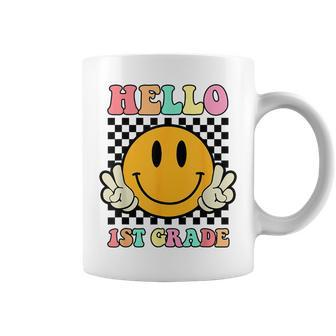 Hello 1St Grade Hippie Smile Face Back To School First Day Coffee Mug - Seseable