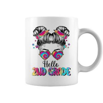 Hello 2Nd Grade Messy Hair Bun Girl Back To School First Day Coffee Mug - Seseable