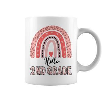 Hello 2Nd Grade Teacher Leopard Rainbow Girls Back To School Coffee Mug - Monsterry