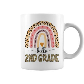 Hello 2Nd Grade Teacher Leopard Rainbow Girls Back To School Coffee Mug | Mazezy
