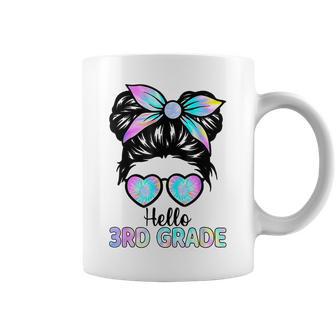 Hello 3Rd Grade Messy Hair Bun Girl Back To School First Day Coffee Mug - Monsterry UK