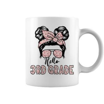Hello 3Rd Grade Messy Hair Bun Girl Back To School First Day Coffee Mug - Thegiftio UK