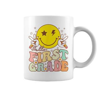 Hello First Grade Hippie Smile Face 1St Grade Back To School Coffee Mug - Seseable