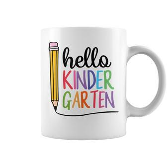 Hello Kindergarten Pencil Back To School Teacher Student Kid Coffee Mug | Mazezy