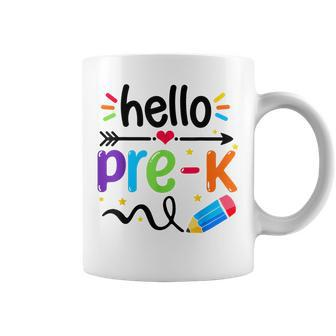 Hello Pre-K Team Prek Back To School Teacher Girls Boys Kids Coffee Mug | Mazezy