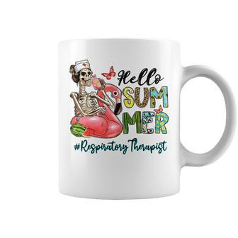Hello Summer Skull Flamingo Float Respiratory Therapist Therapist Funny Gifts Coffee Mug | Mazezy