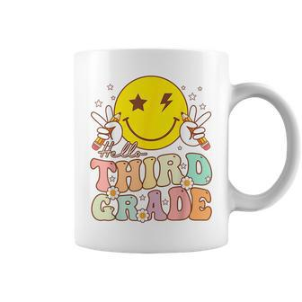 Hello Third Grade Hippie Smile Face 3Rd Grade Back To School 3Rd Grade Funny Gifts Coffee Mug | Mazezy