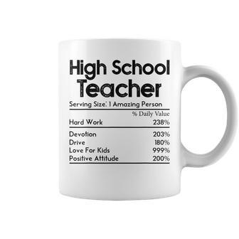High School Teacher Nutrition Facts Teachers Funny Gift Coffee Mug | Mazezy