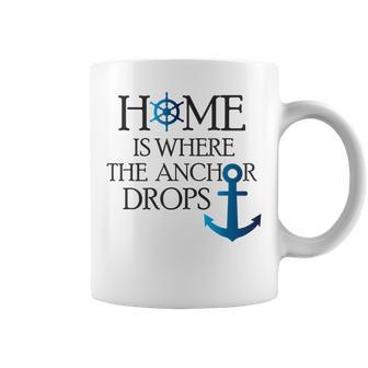 Home Is Where The Anchor Drops Nautical Boating Coffee Mug | Mazezy
