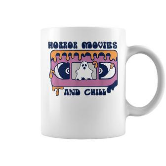 Horror Movies And Chill Retro Video Tape Halloween Ghost Boo Halloween Ghost Coffee Mug | Mazezy