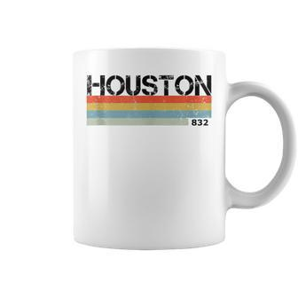 Houston Area Code Vintage Retro Stripes Coffee Mug | Mazezy