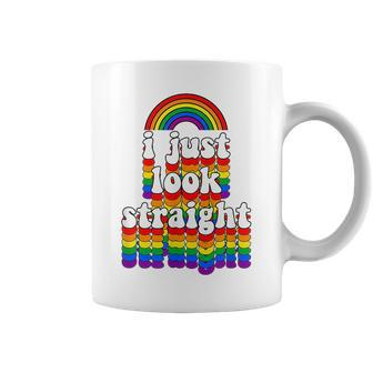 I Just Look Straight Gay Rainbow Funny Cute Gay Pride Flag Coffee Mug | Mazezy