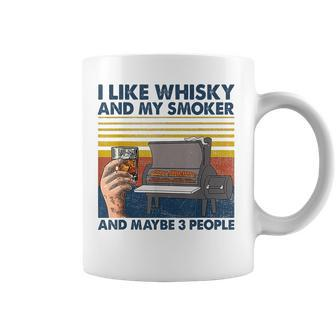 I Like Whisky And My Smoke And Maybe 3 People Retro Vintage Coffee Mug | Mazezy