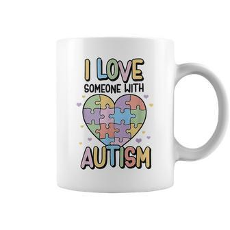 I Love Someone With Autism Kids Heart Puzzle Colorful Kids Coffee Mug | Mazezy