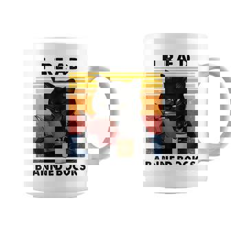 I Read Banned Books Bookworms Vintage Black Cat Reading Book Coffee Mug | Mazezy
