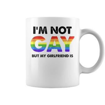 Im Not Gay But My Girlfriend Is Funny Couple Lesbian Pride Coffee Mug | Mazezy