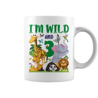 I'm Wild And 3 Safari Zoo Animal Wild And Three Birthday Coffee Mug | Mazezy