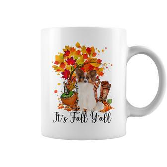 It's Fall Y'all Papillion Dog Halloween Thanksgiving Dog Halloween Coffee Mug | Mazezy