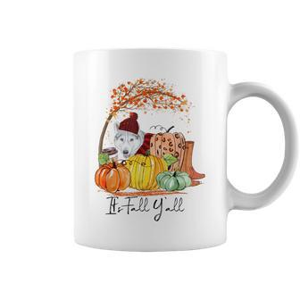 It's Fall Y'all Pumpkin Czechoslovakian Wolfdog Thanksgiving Coffee Mug | Mazezy