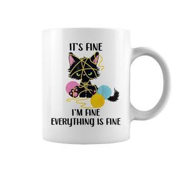 Its Fine Im Fine Everything Is Fine Funny Black Cat Kitty Coffee Mug - Seseable