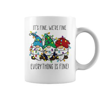 It's Fine We're Fine Everything Is Fine Gnomes Christmas Coffee Mug - Seseable