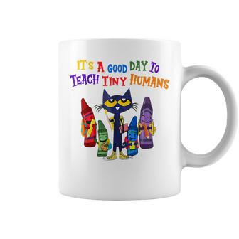 Its A Good Day To Teach Tiny Humans Pre K Teacher Funny Cat Coffee Mug - Seseable
