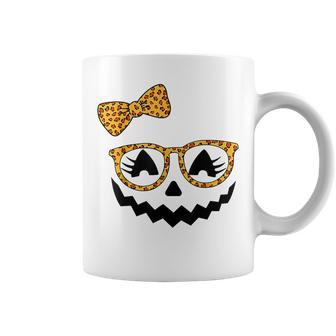 Jack O Lantern Face Leopard Glasses Halloween Pumpkin Coffee Mug - Monsterry AU