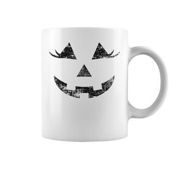 Jack O Lantern Pumpkin Eyelashes Face Vintage Halloween Coffee Mug | Mazezy