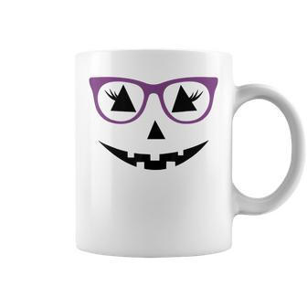 Jack O Lantern Pumpkin Face Glasses Halloween Girls Coffee Mug - Monsterry AU