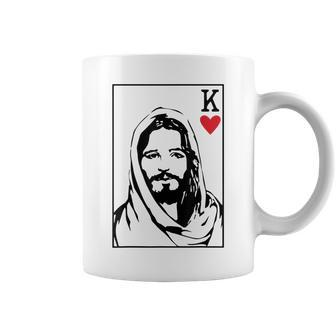 Jesus Is King Jesus King Of Hearts Card Christian Men Women  Coffee Mug