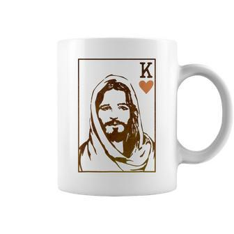 Jesus King Of Hearts Card Christian For Men Women Coffee Mug - Seseable