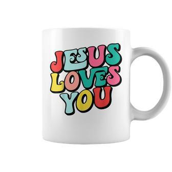 Jesus Loves You Retro Vintage Style Graphic Womens Coffee Mug | Mazezy CA