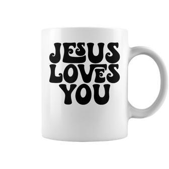 Jesus Loves You Retro Vintage Style Graphic Men Coffee Mug - Seseable