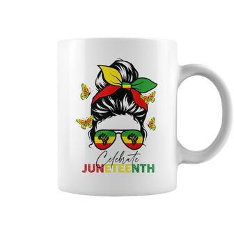 Junenth Celebrate Messy Bun Glasses Black Women Coffee Mug - Seseable
